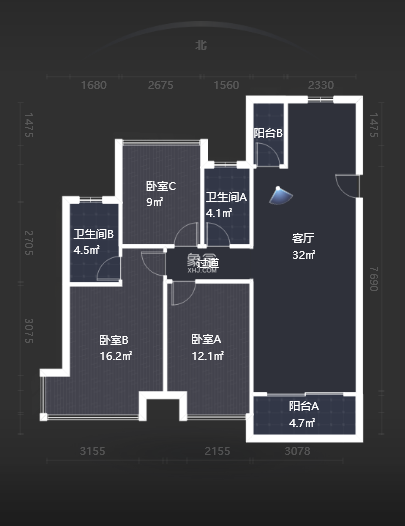 蓝溪谷  3室2厅2卫    53.0万