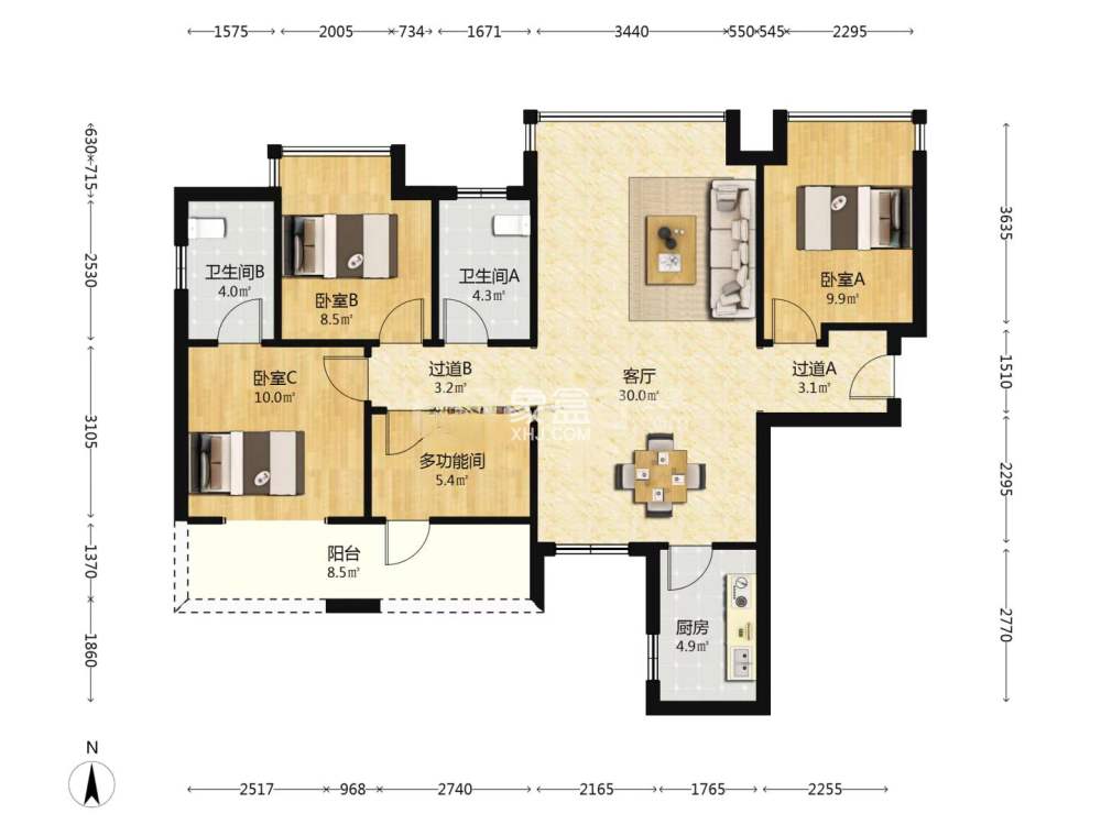 金轮津桥华府  4室2厅2卫    66.0万