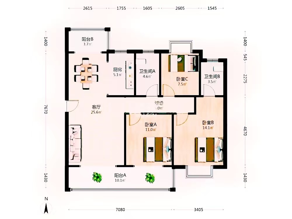 亿都时光 3室2厅2卫 78.0万 亿都时光 3室2厅2卫 78.0万室内图