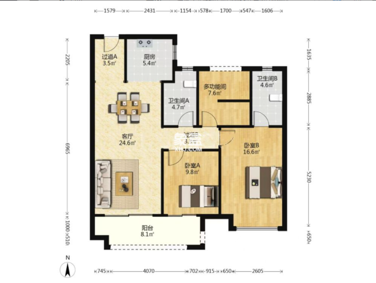 美的湾  3室2厅2卫    48.8万