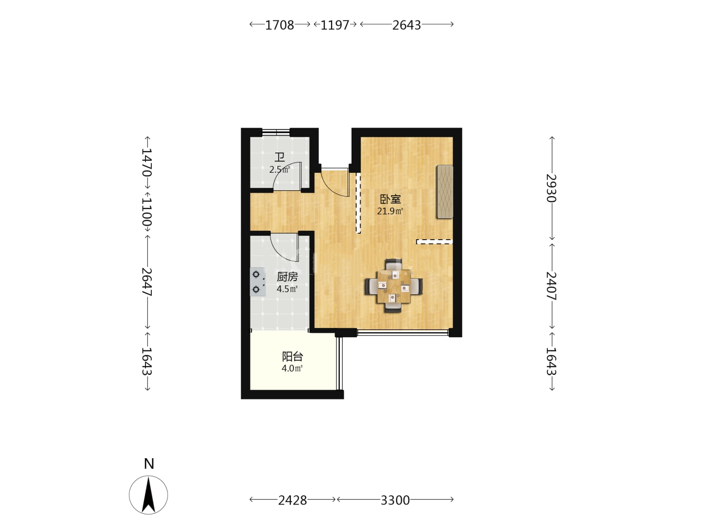 田心公馆  1室1厅1卫    20.0万室内图
