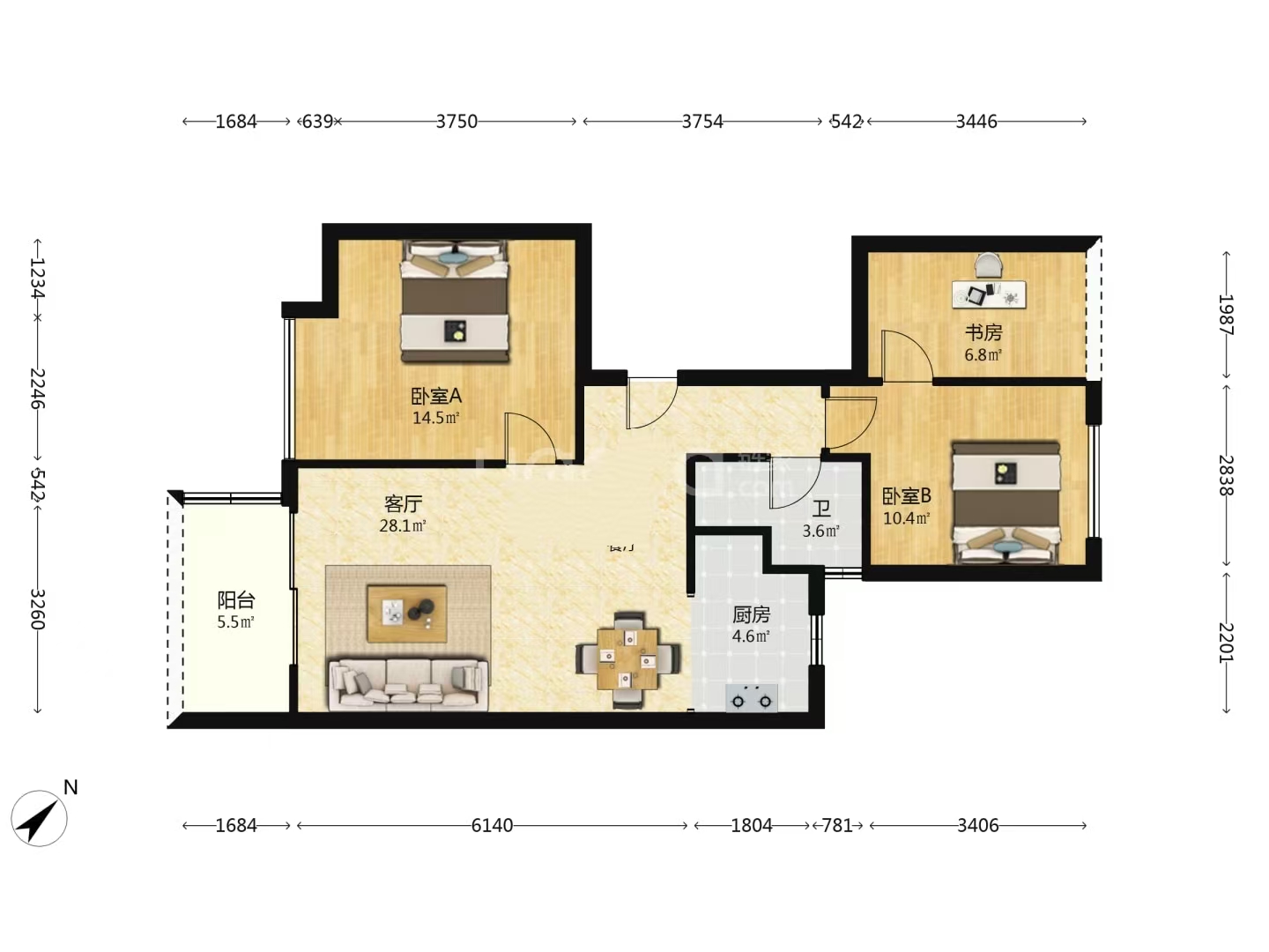 莱茵小镇 3室1厅1卫 24.8万 莱茵小镇 3室1厅1卫 24.8万室内图