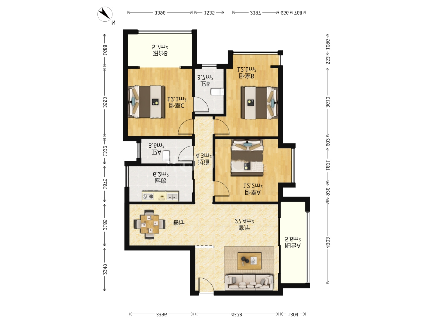香博堡  3室2厅2卫    39.8万室内图