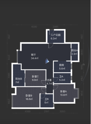 时代云龙城小区 3室2厅2卫 88.0万 时代云龙城小区 3室2厅2卫 88.0万室内图