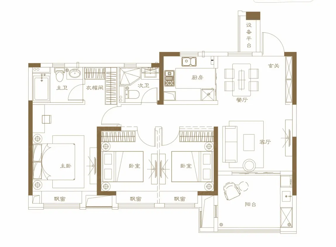 建发央著  3室2厅2卫    79.8万