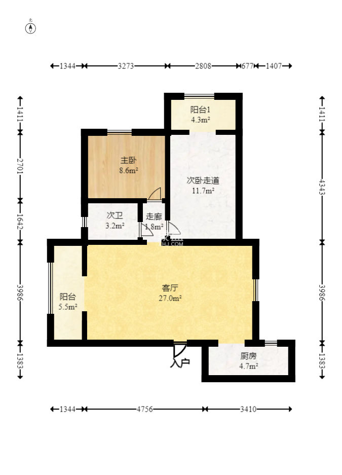 森基美好园  2室2厅1卫    135.0万室内图1