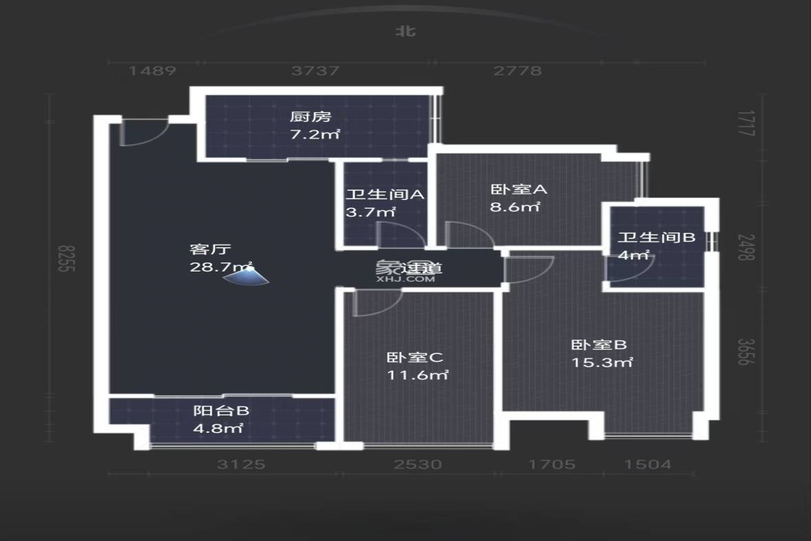 奥园广场 3室2厅2卫 56.8万 奥园广场 3室2厅2卫 56.8万室内图