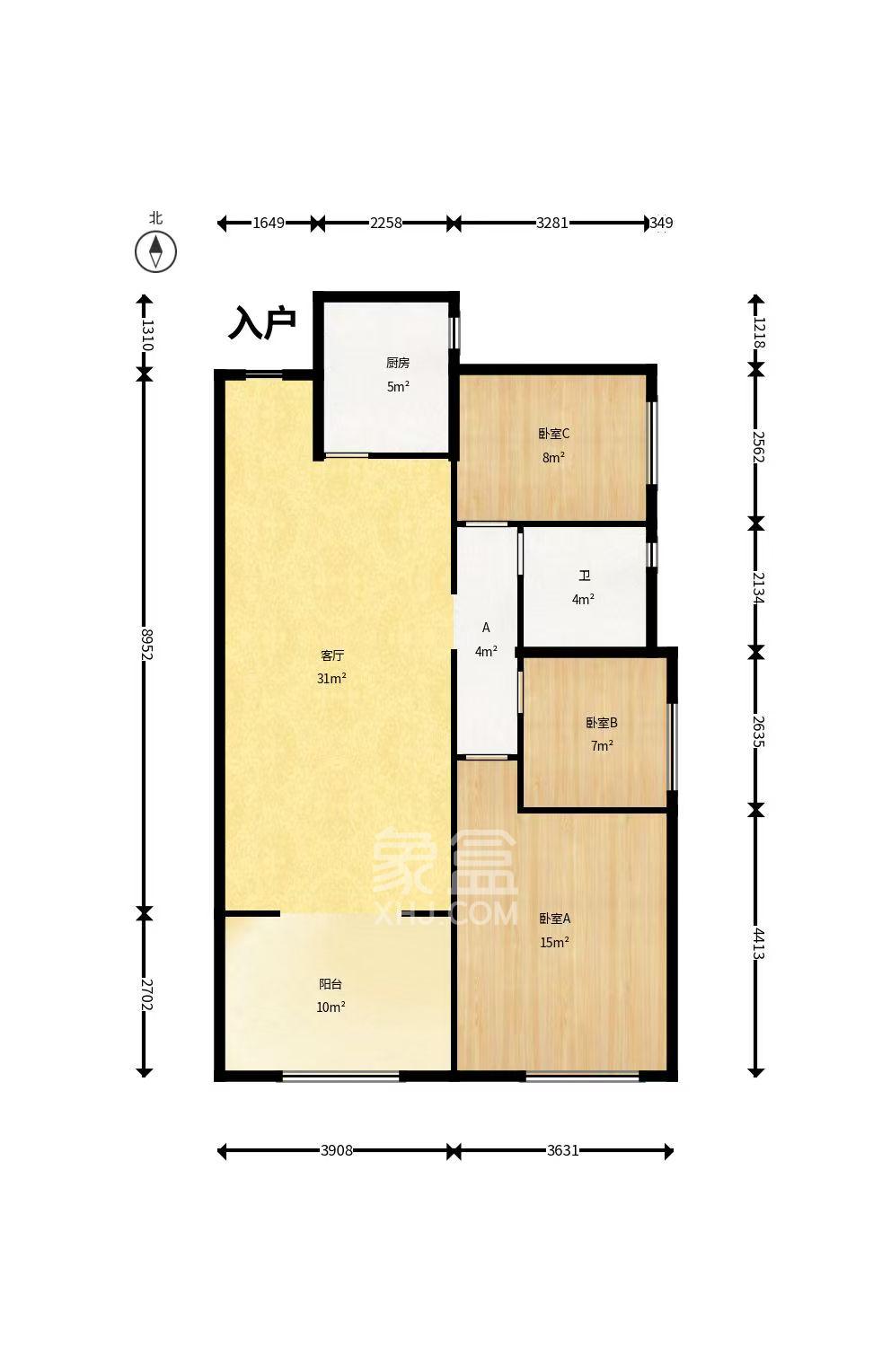 中一九骏(枫桥苑) 3室2厅1卫 2600.0元/月 中一九骏(枫桥苑) 3室2厅1卫 2600.0元/月户型图