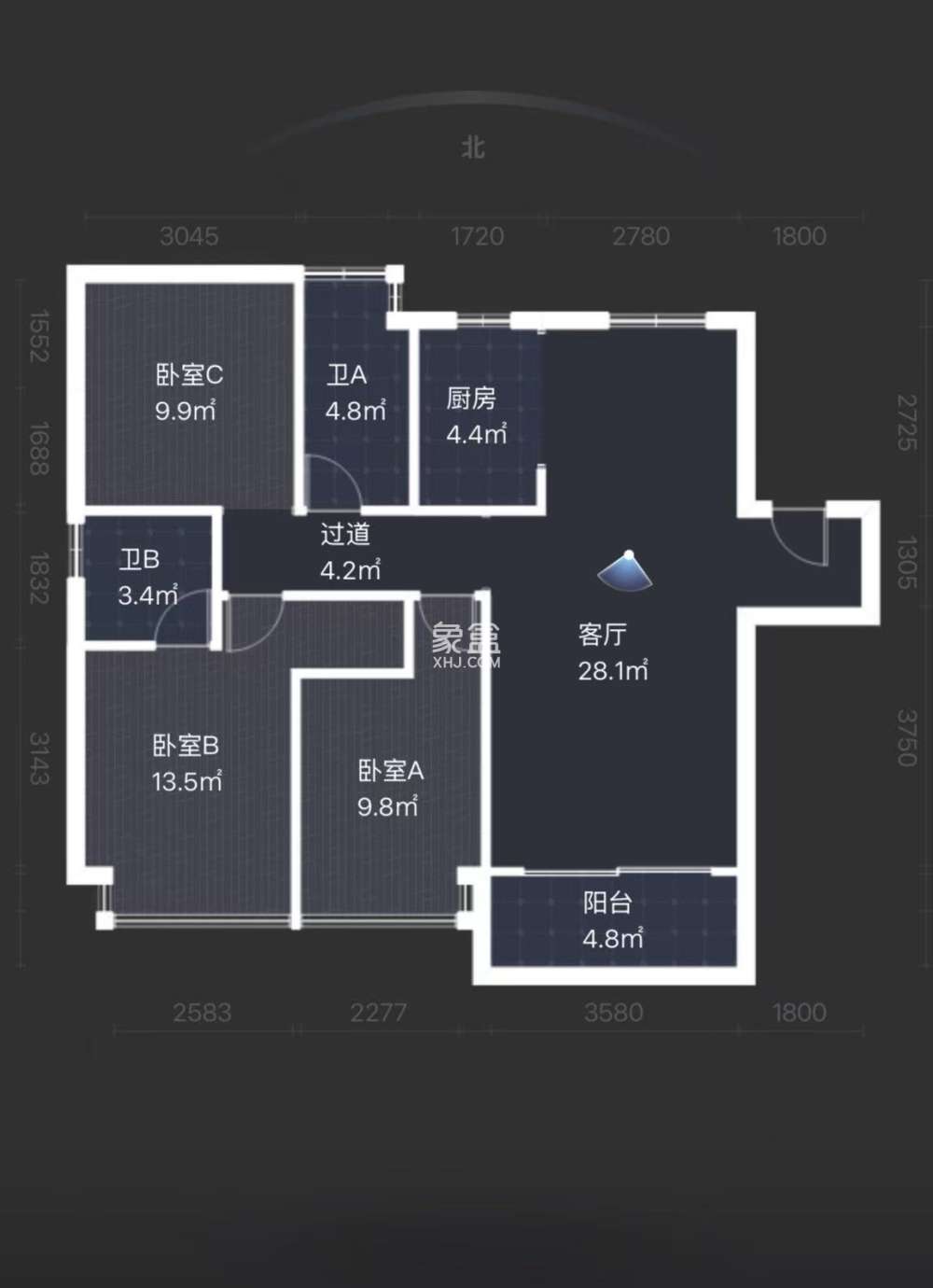 高科壹号领域  3室2厅2卫    53.6万