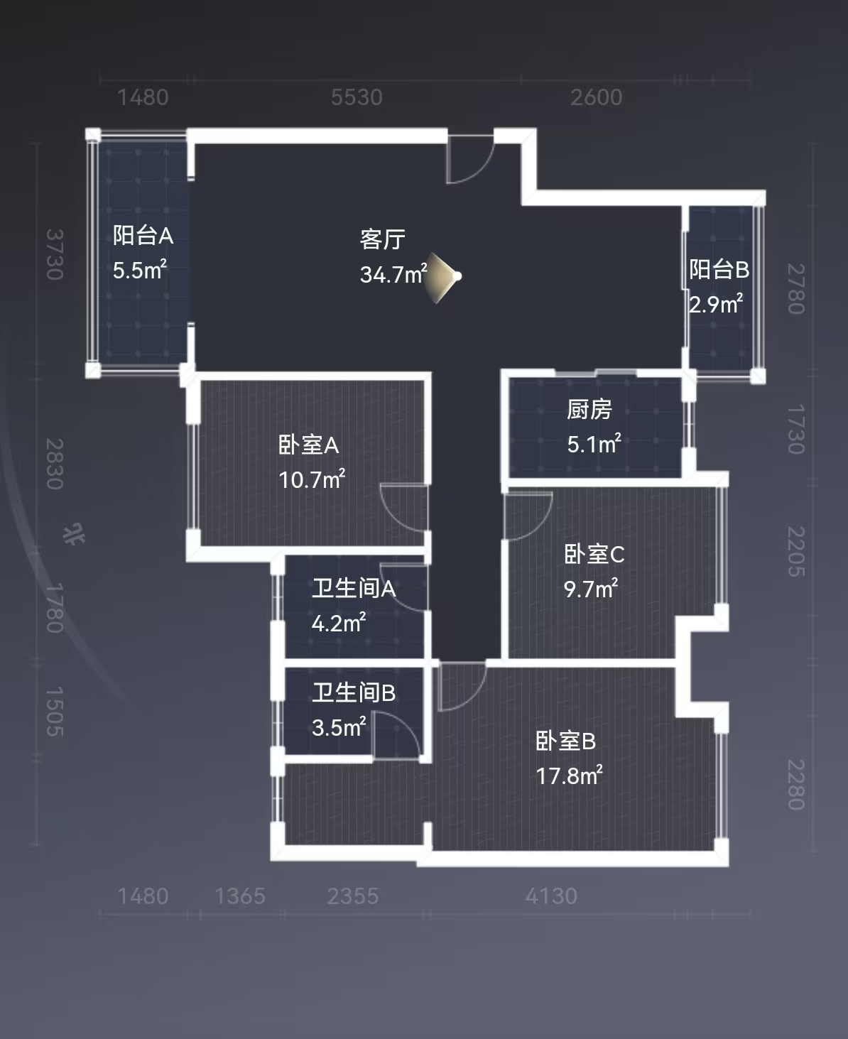 东部美的城 3室2厅2卫 74.8万 东部美的城 3室2厅2卫 74.8万室内图
