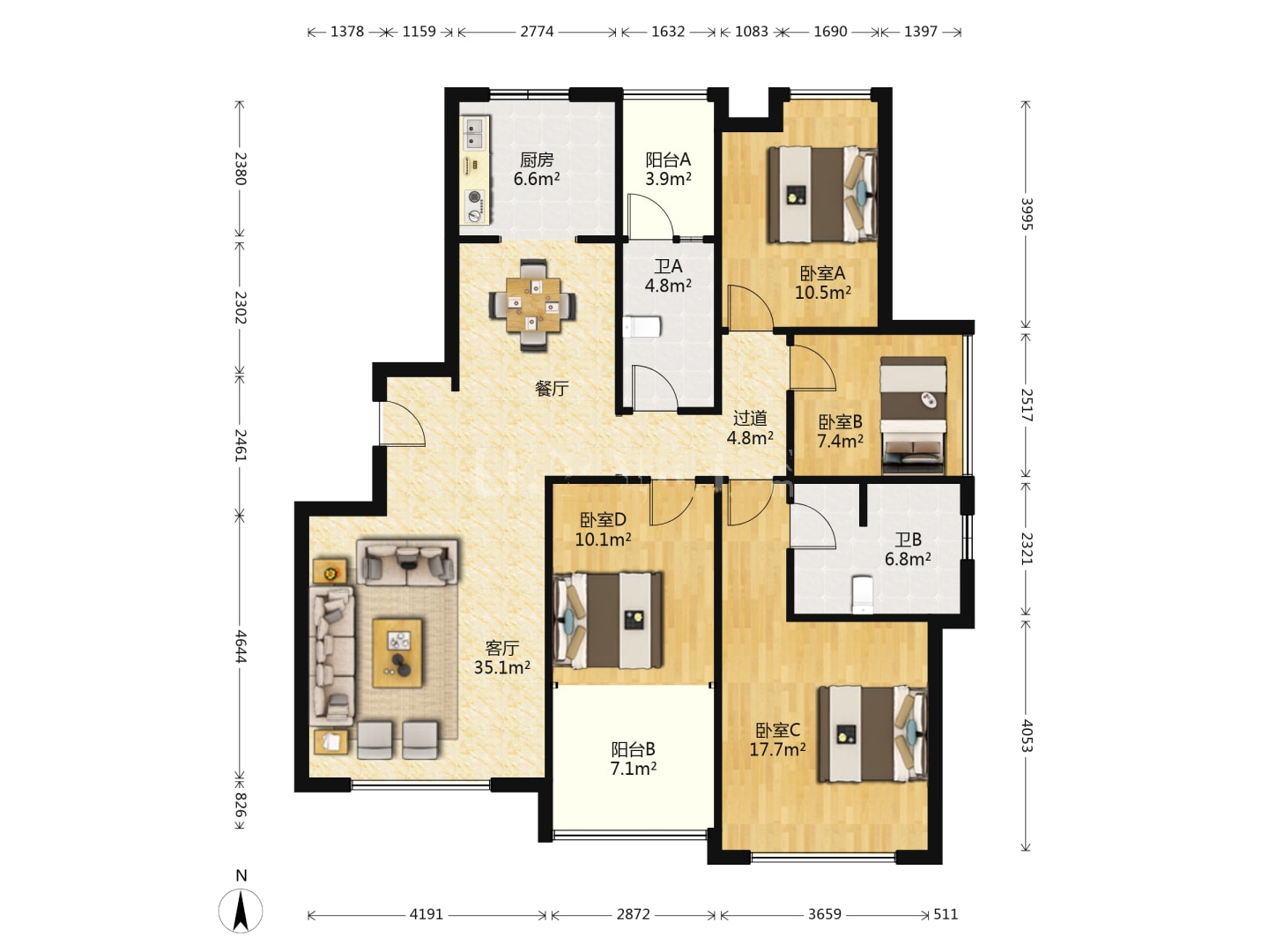 莱茵小镇  4室2厅2卫    40.0万室内图