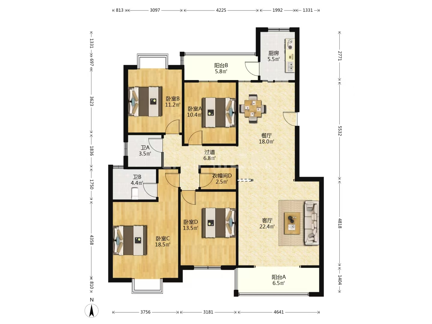泉塘湾一期 4室2厅2卫 55.8万 泉塘湾一期 4室2厅2卫 55.8万室内图