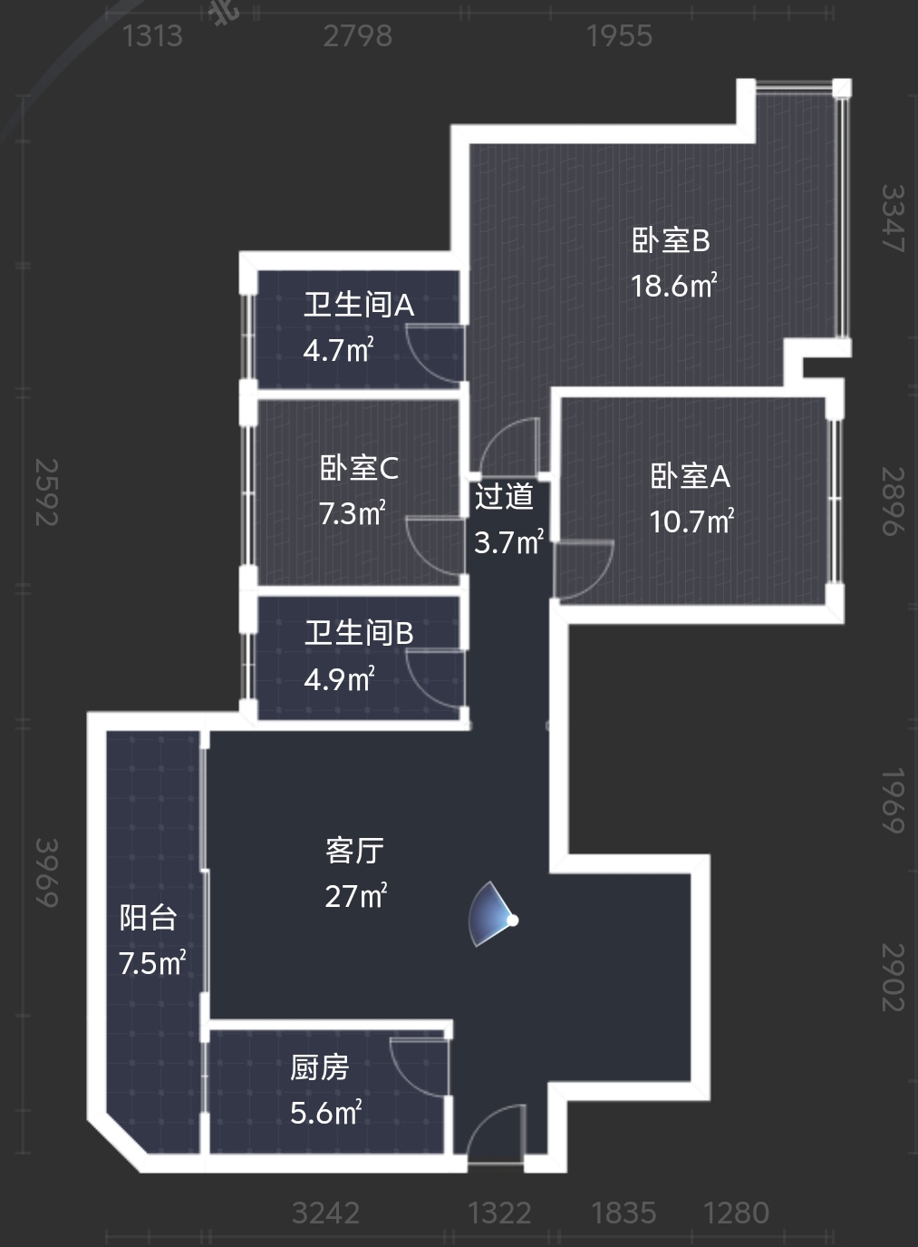 株洲恒大名都  3室2厅2卫    55.0万室内图