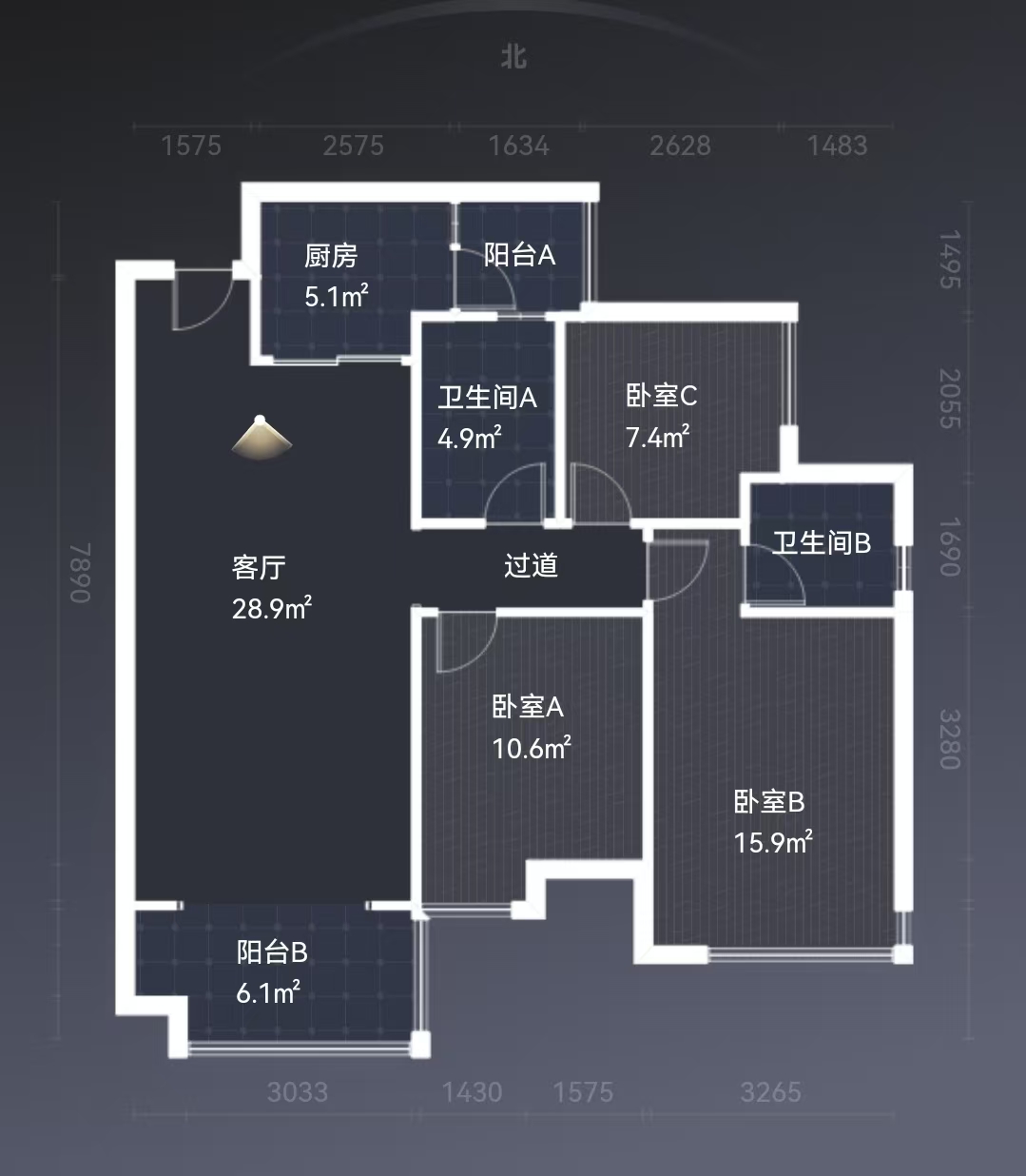 美的翰城  3室2厅2卫    110.0万室内图