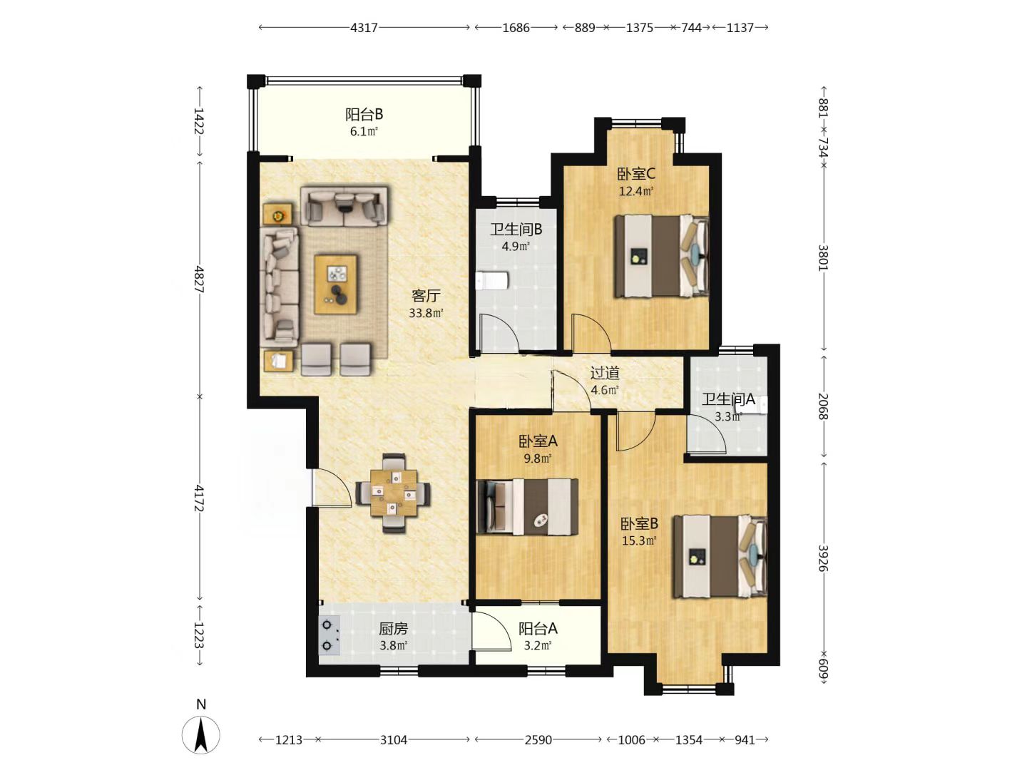 枫溪苑  3室2厅2卫    35.0万