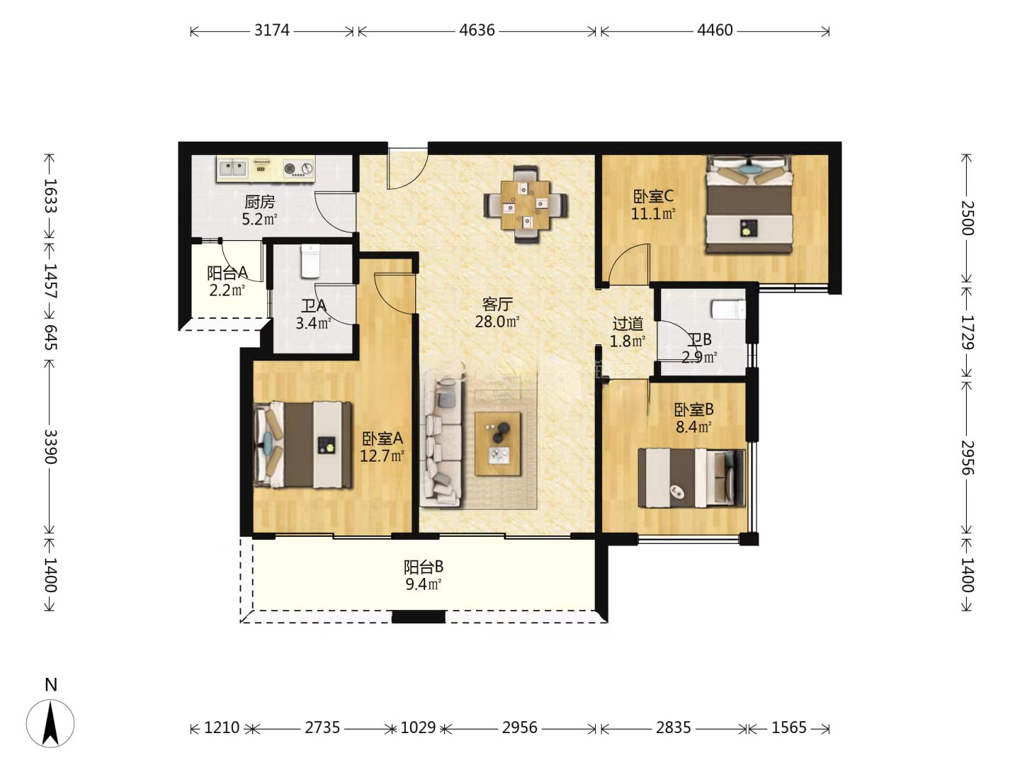 翡翠公园（北大资源）  3室0厅0卫    48.0万
