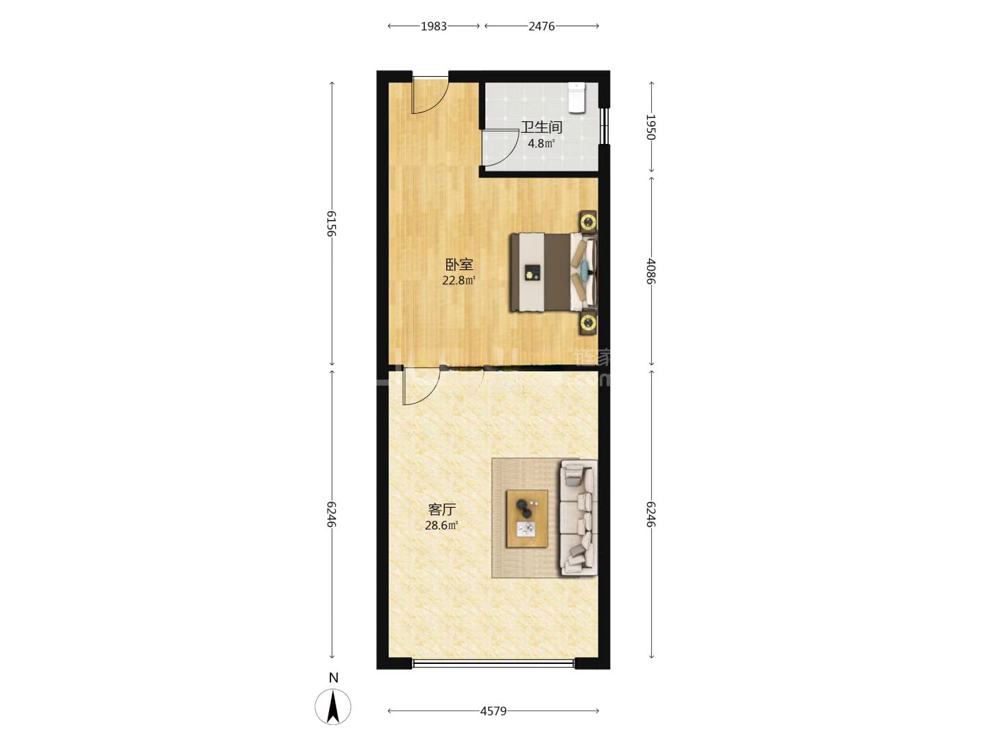 中房电脑大市场  1室1厅1卫    15.0万室内图