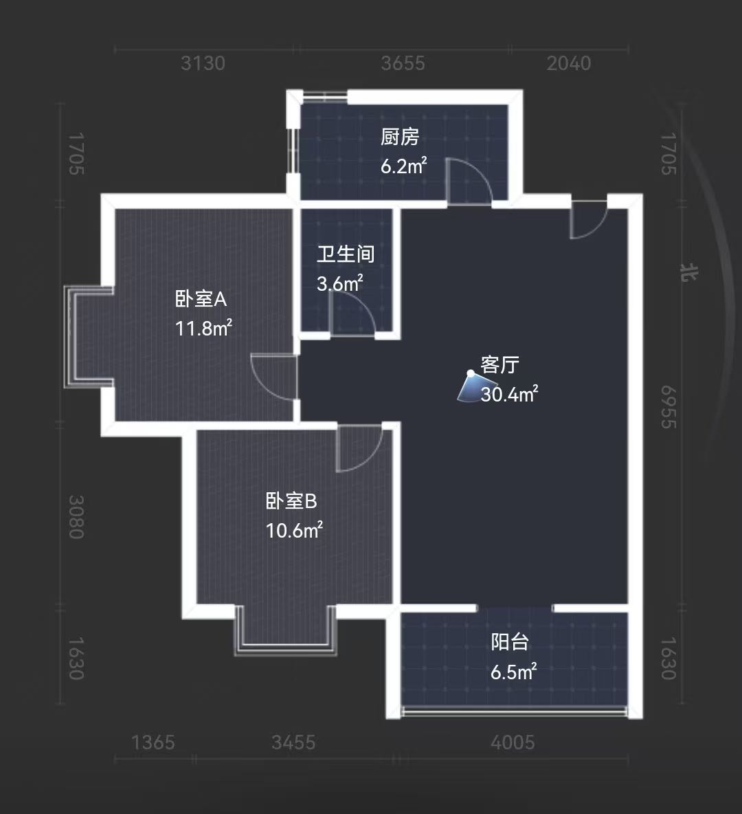 城南星座  2室2厅1卫    29.8万室内图