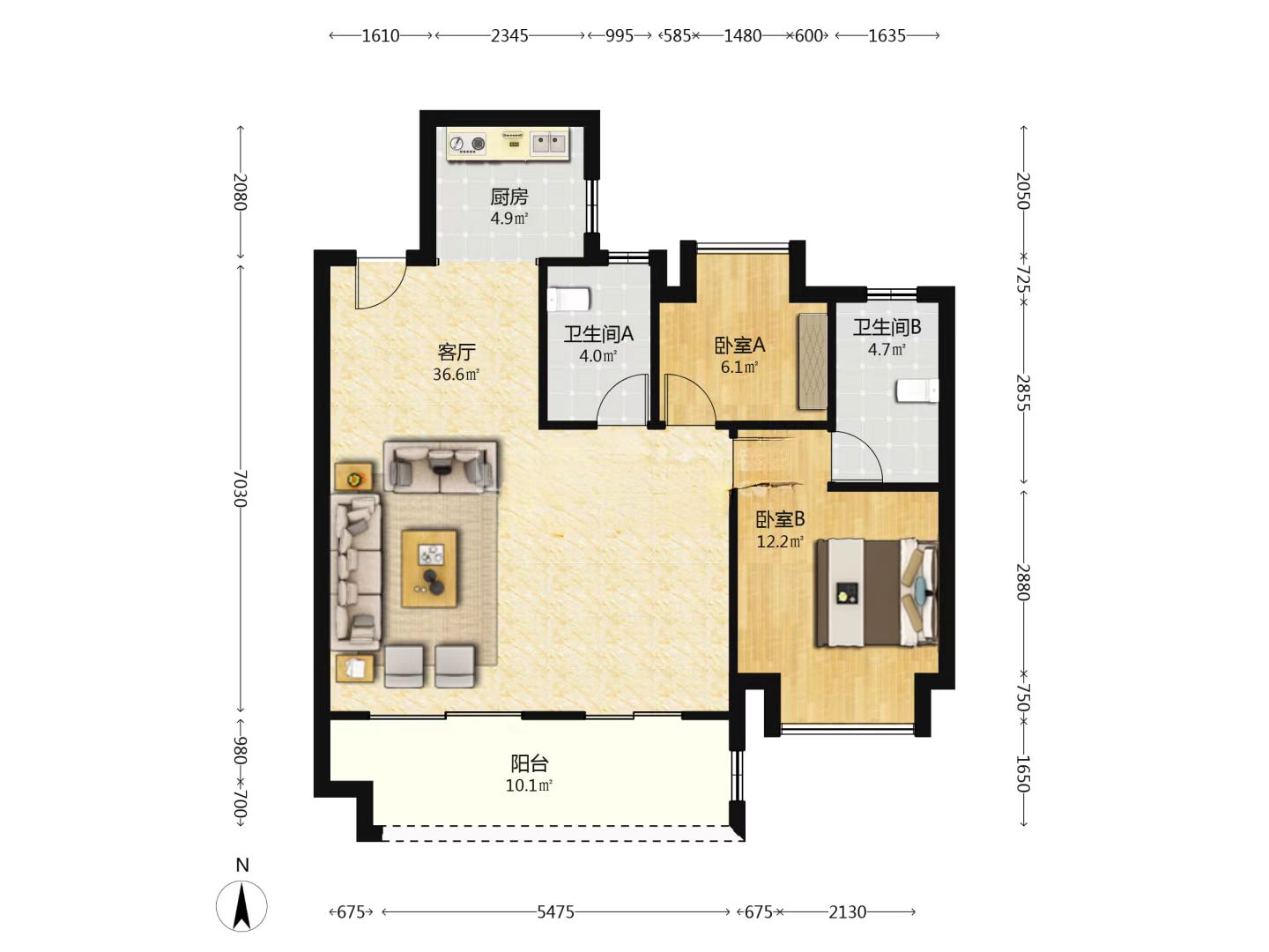 中海学府里  3室2厅2卫    54.8万