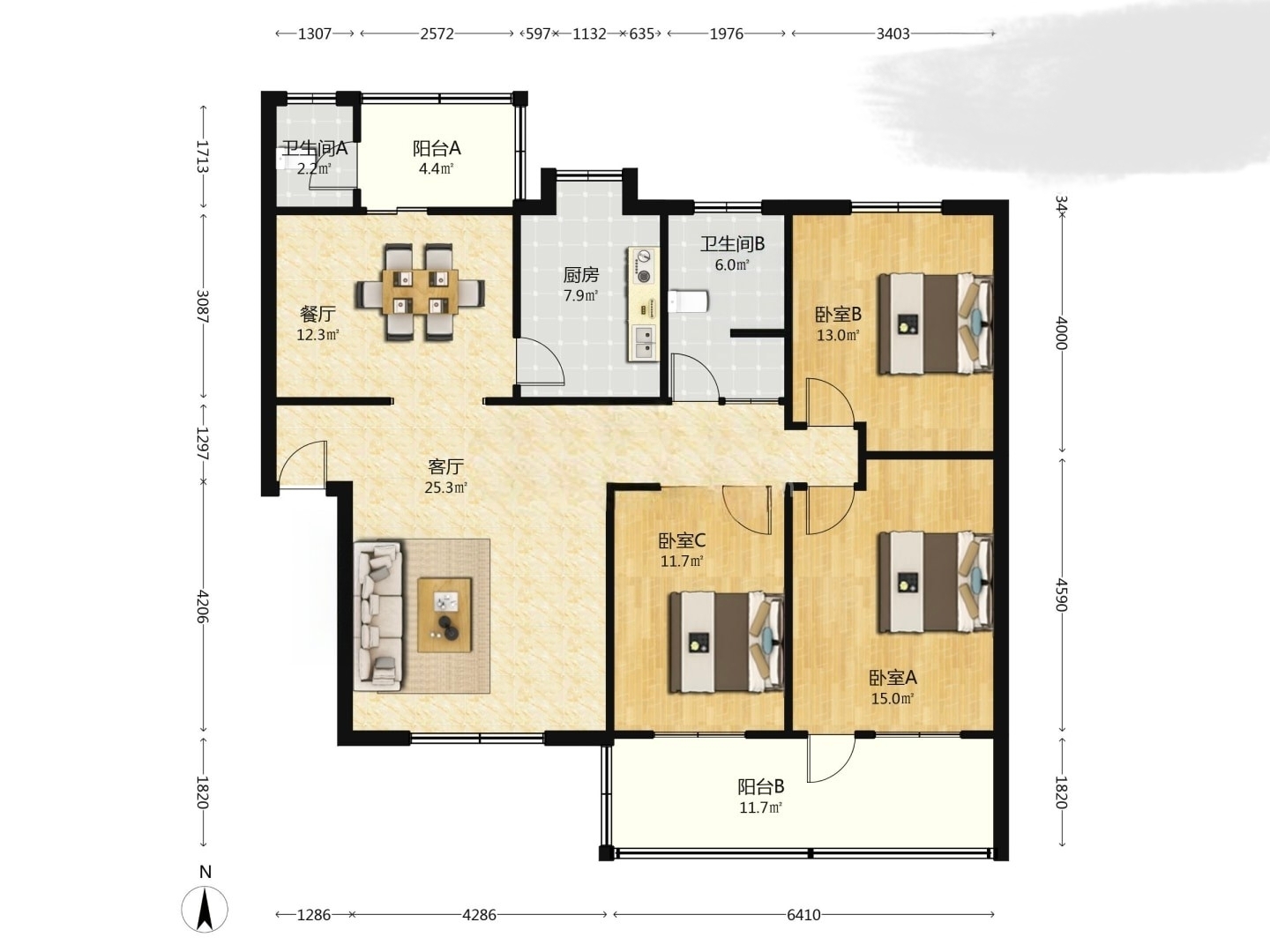 珠江花园 3室2厅2卫 42.8万 珠江花园 3室2厅2卫 42.8万室内图
