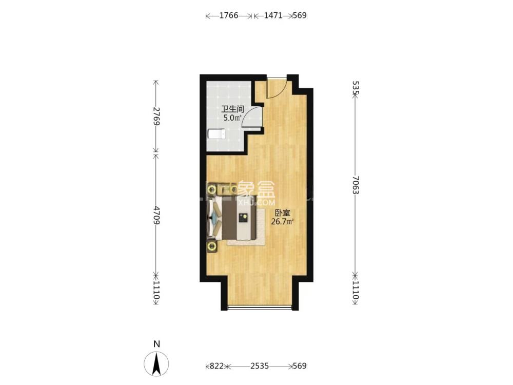 朗廷览江  1室1厅1卫    16.8万