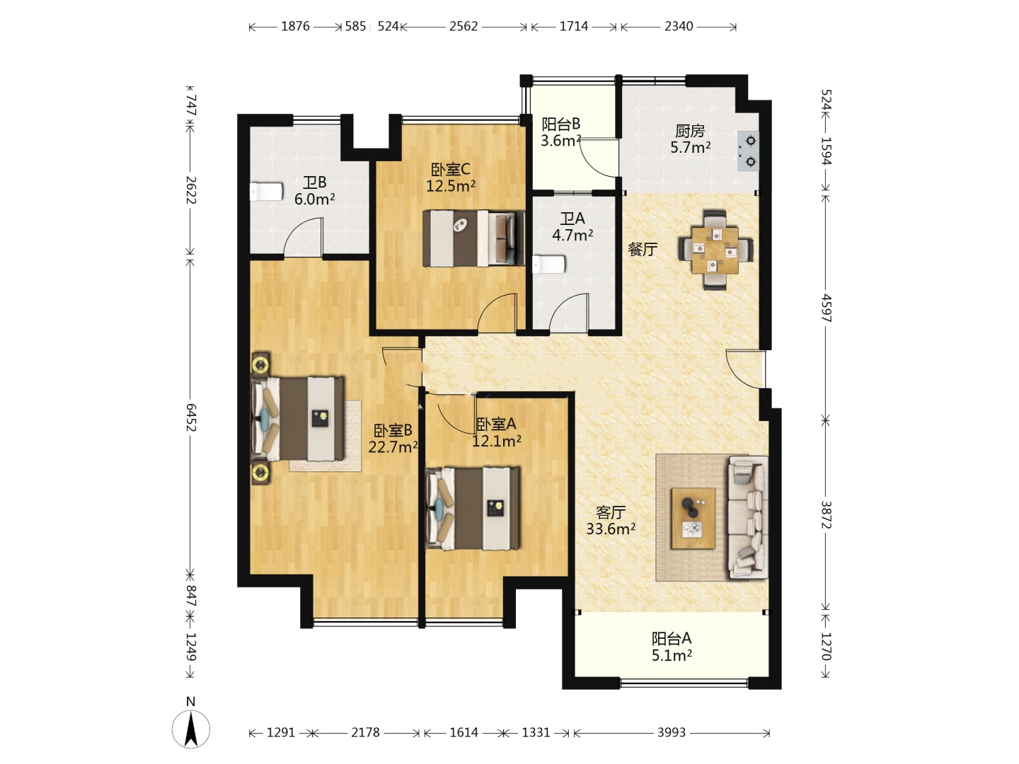 学府时代  3室2厅1卫    48.0万室内图1