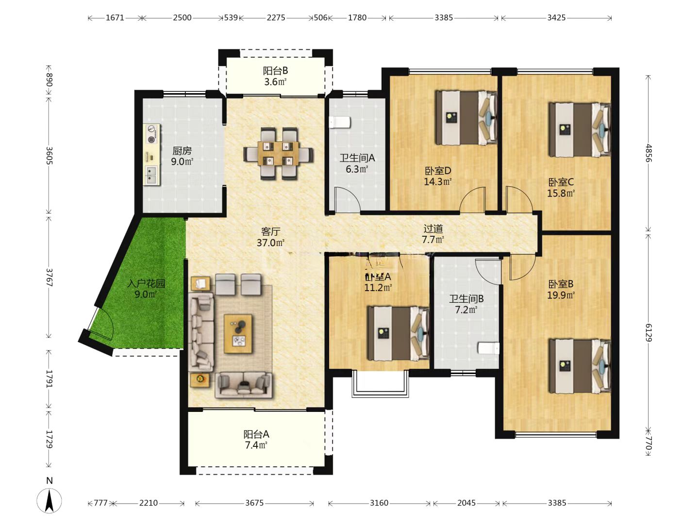经世龙城 4室2厅2卫 75.0万 经世龙城 4室2厅2卫 75.0万室内图