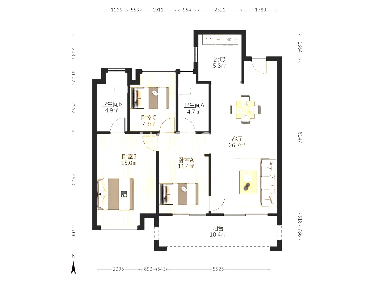 建发央著 3室2厅2卫 80.0万 建发央著 3室2厅2卫 80.0万室内图