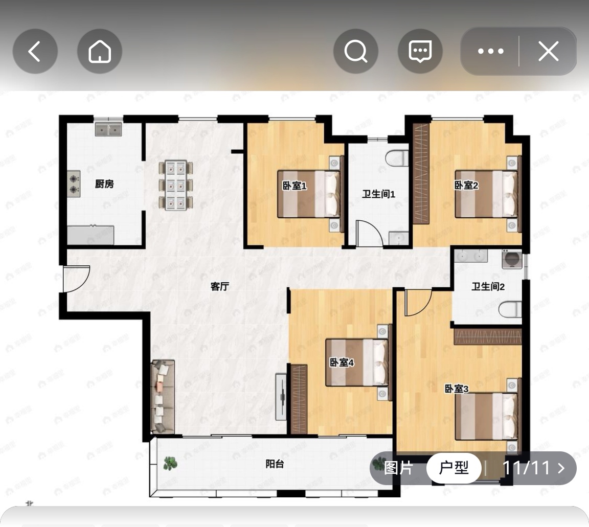 运达锦绣广场 4室2厅2卫 4200.0元/月 运达锦绣广场 4室2厅2卫 4200.0元/月户型图