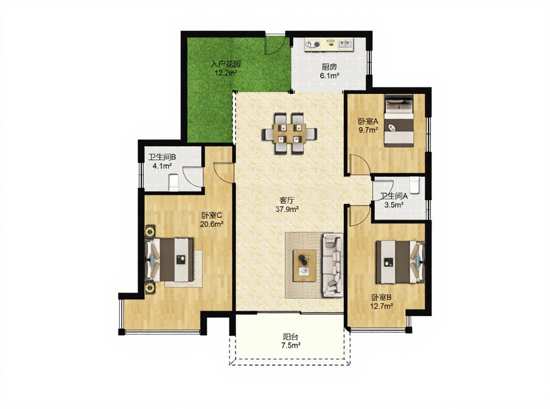湘江名都 3室2厅2卫 66.0万 湘江名都 3室2厅2卫 66.0万室内图