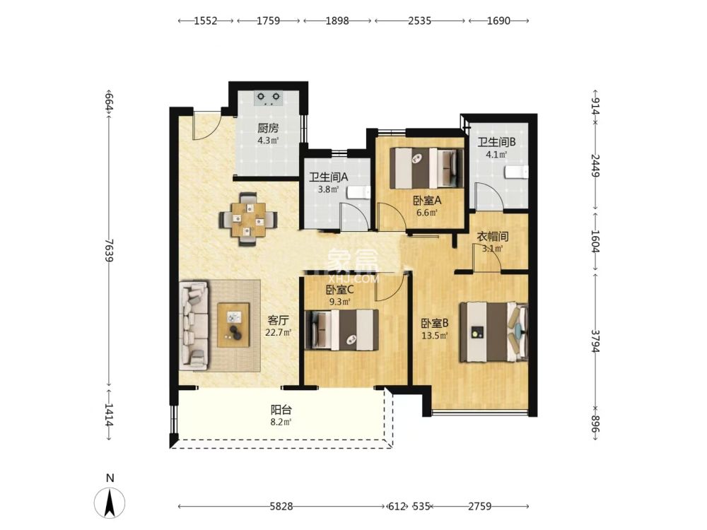 时代馨园  3室2厅2卫    43.0万