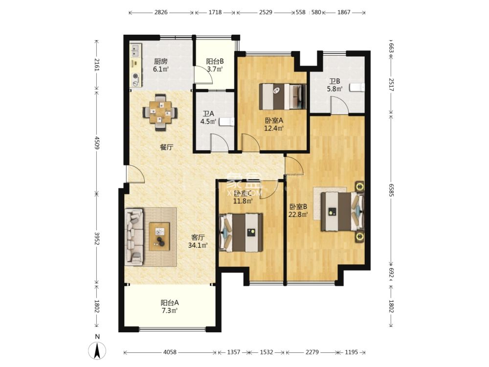 学府时代  3室2厅2卫    48.0万