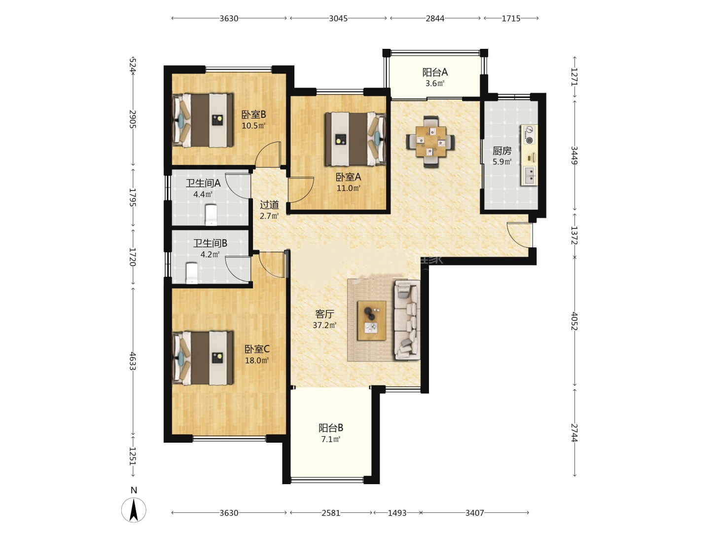 莱茵小镇  4室2厅2卫    42.8万室内图