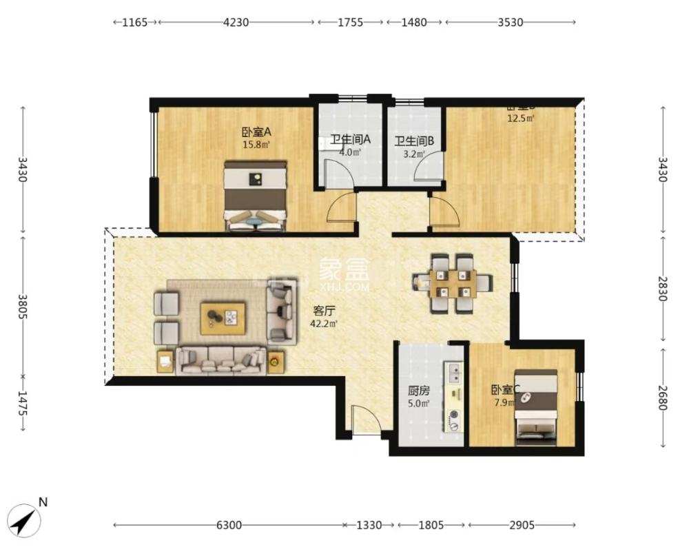 亿都晴天里  3室2厅2卫    36.0万