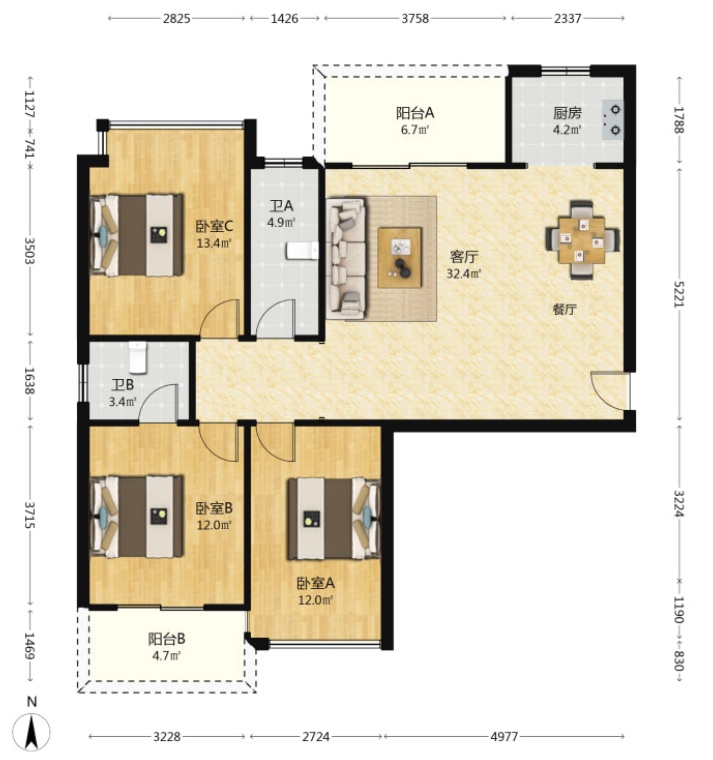 隆信国际  3室2厅2卫    32.0万