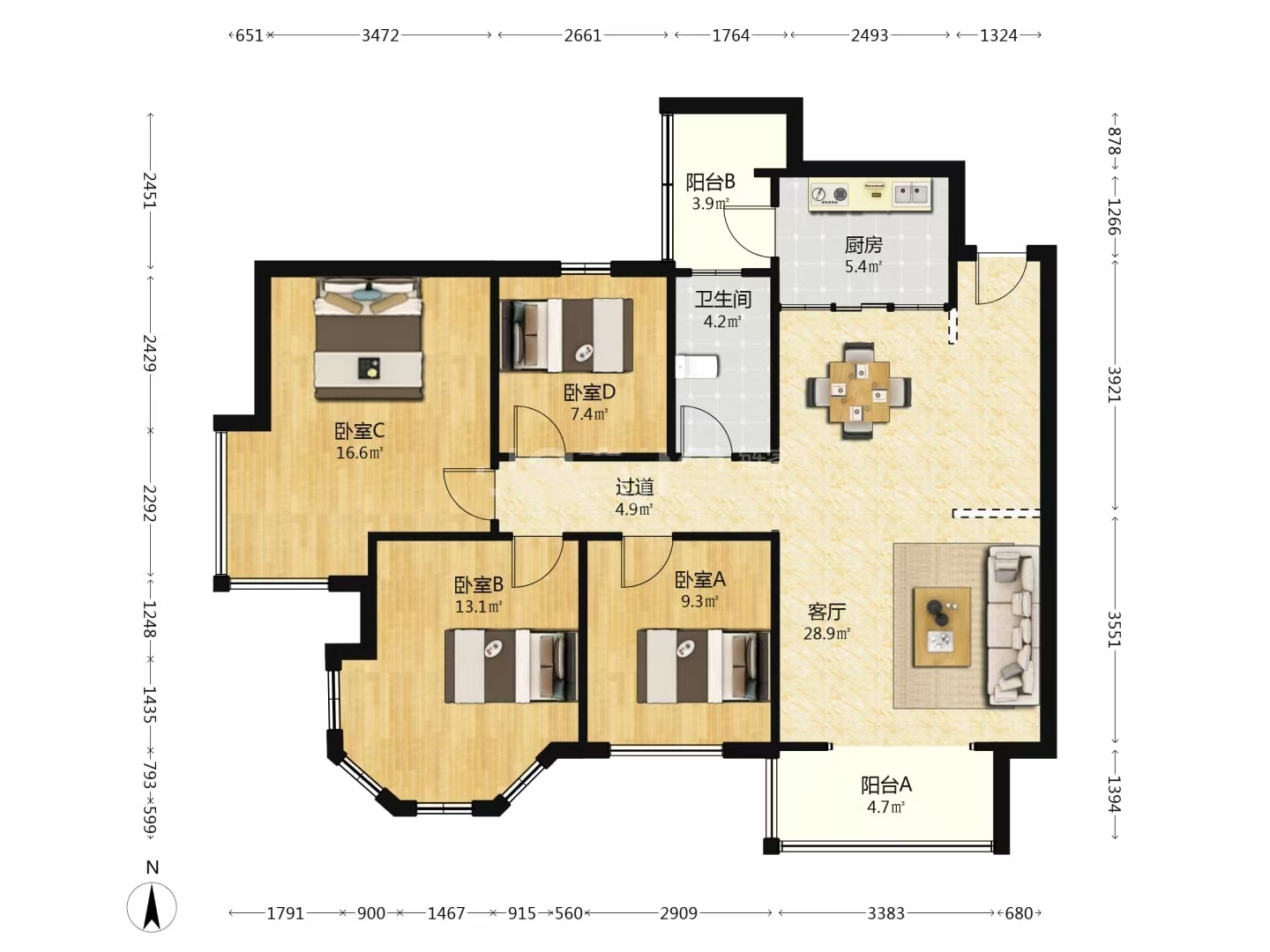 香博堡 3室2厅2卫 56.8万 香博堡 3室2厅2卫 56.8万室内图