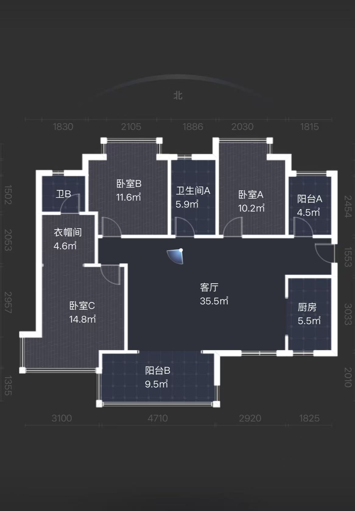 蓝溪谷  3室2厅2卫    65.0万室内图