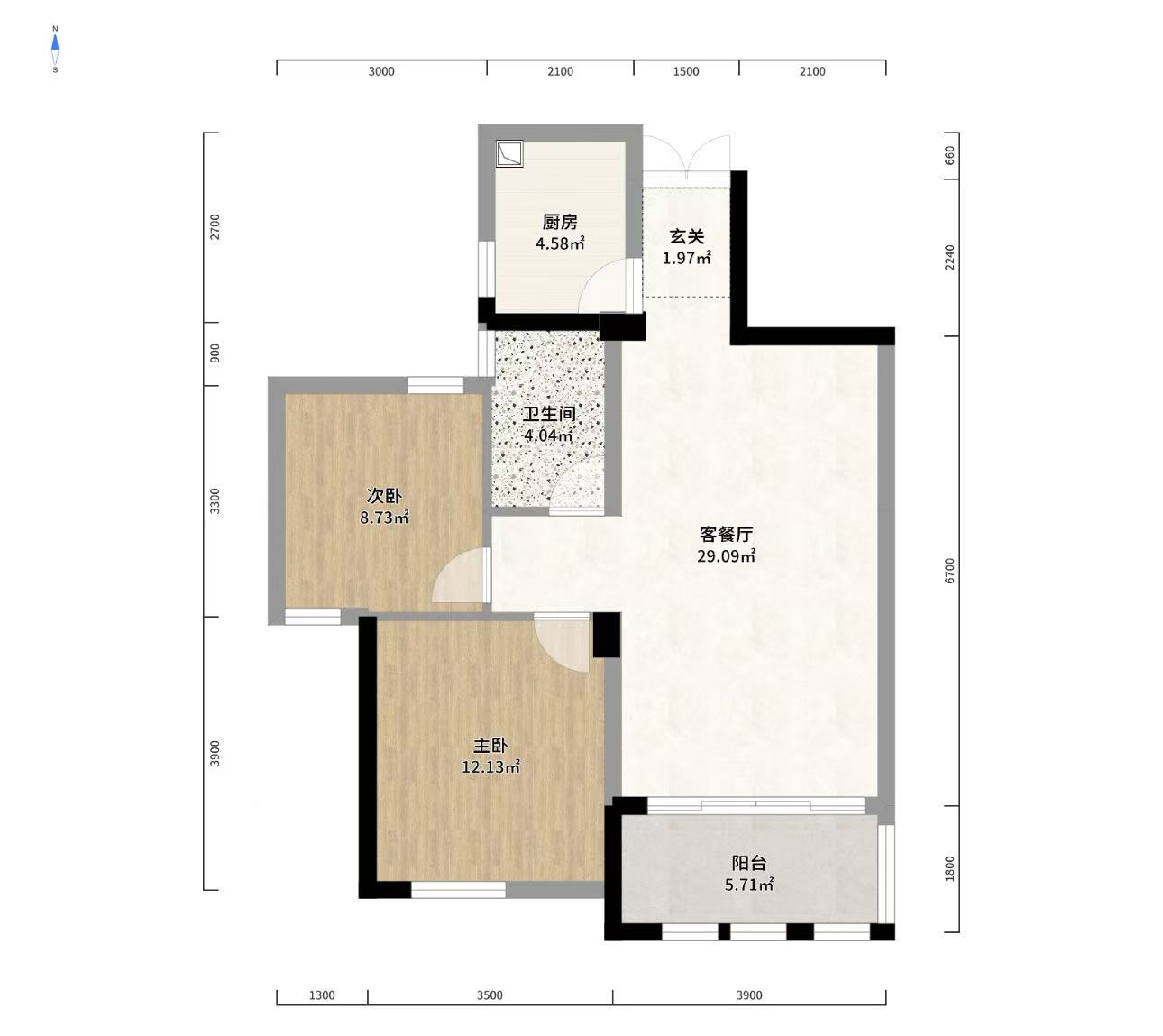泰山公馆  2室2厅1卫    50.0万室内图