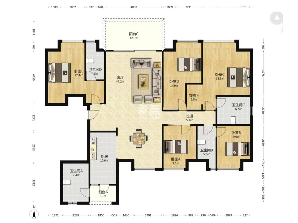碧桂园江山一品  4室2厅3卫    77.0万