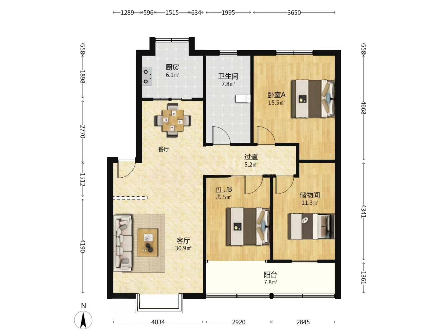 李家冲二村  3室2厅1卫    22.0万室内图