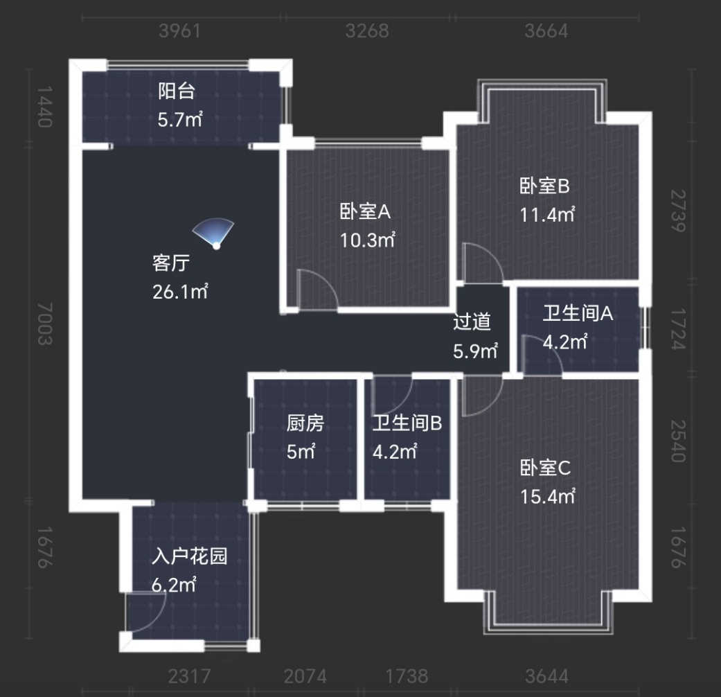 熹悦花都  3室2厅2卫    58.0万室内图