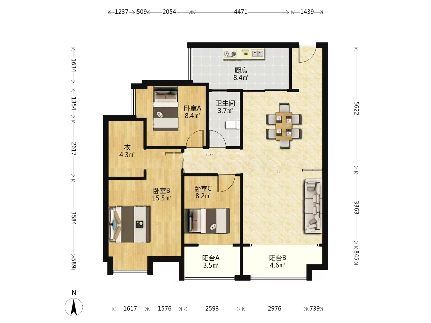 奥园广场 3室2厅1卫 69.0万 奥园广场 3室2厅1卫 69.0万室内图