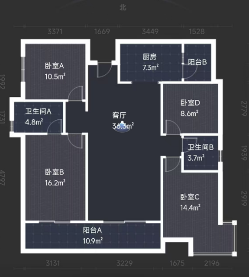 中建江湾壹号  4室2厅2卫    110.0万室内图