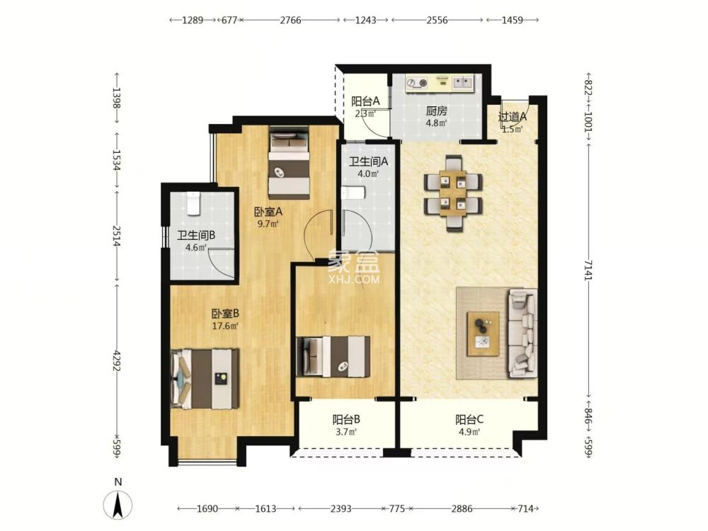 奥园广场  3室2厅2卫    59.8万