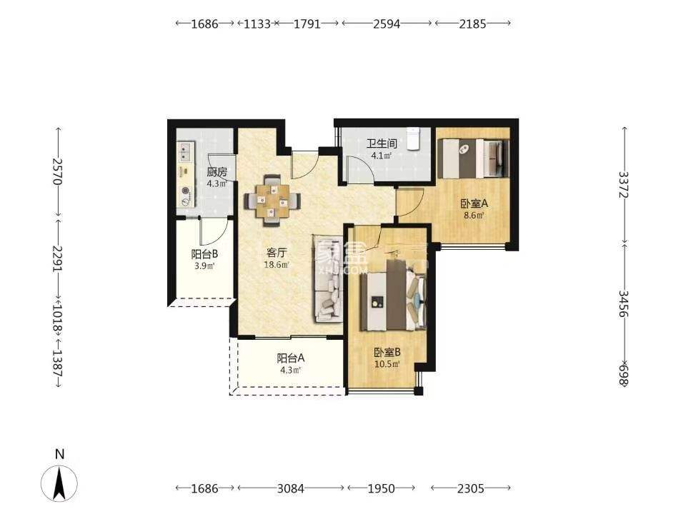 晋合湘水湾七期  2室1厅1卫    42.0万