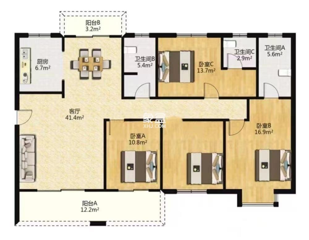 中建江湾壹号  4室2厅2卫    115.0万