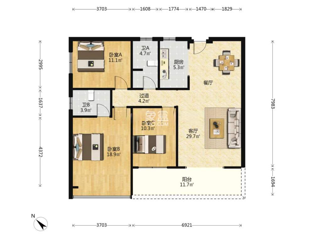 亿都新天地  3室2厅2卫    43.0万