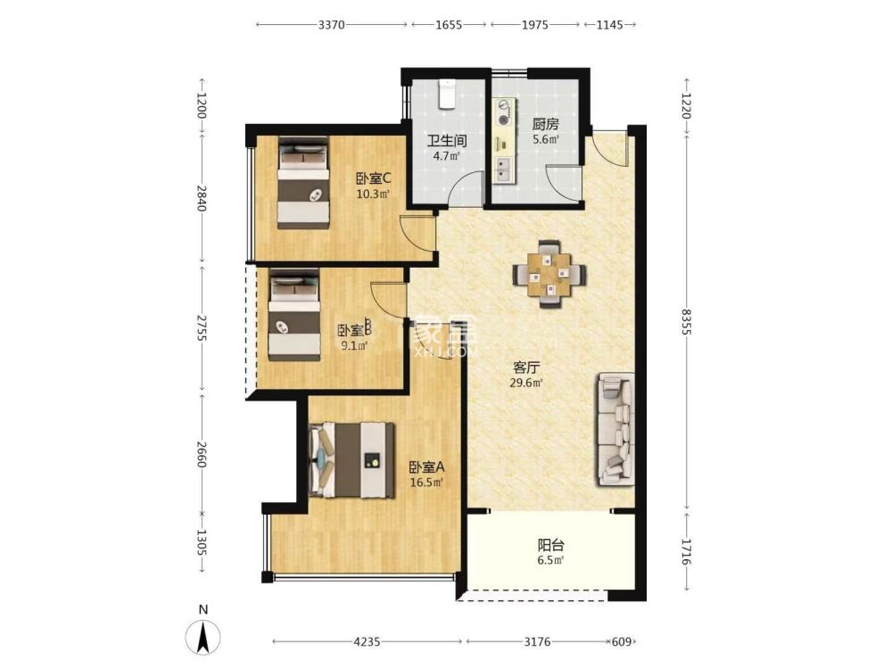 庐山春天早安华晨  3室2厅1卫    46.8万