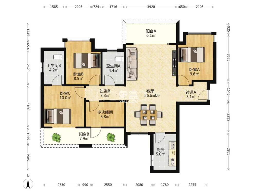 金轮津桥华府  4室2厅2卫    69.0万