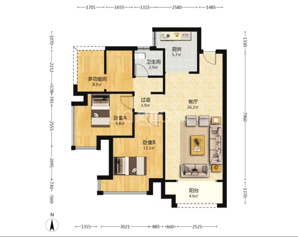 金轮津桥华府  3室2厅1卫    46.5万